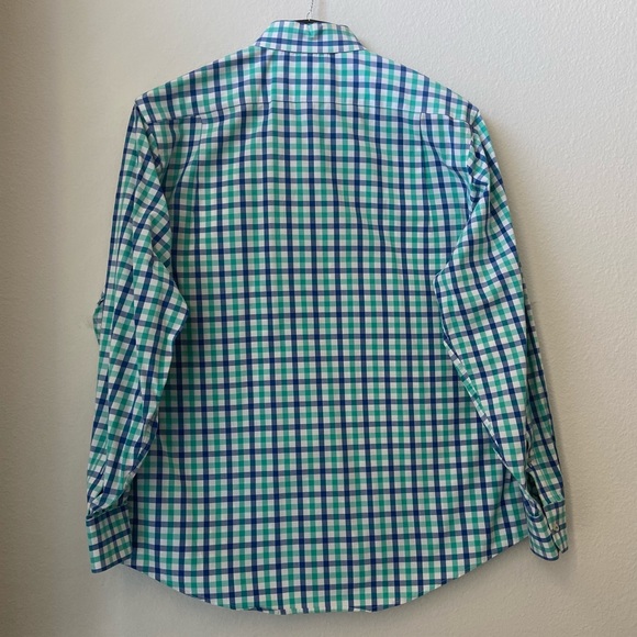 🆕 Southern Tide Gingham Button Down Shirt - White w/ Blue & Green - Picture 5 of 13